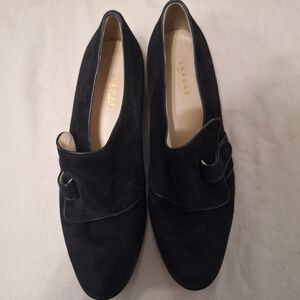 Lukure Black Suede Women's Loafers, Size 37.5, Made In Italy, $790